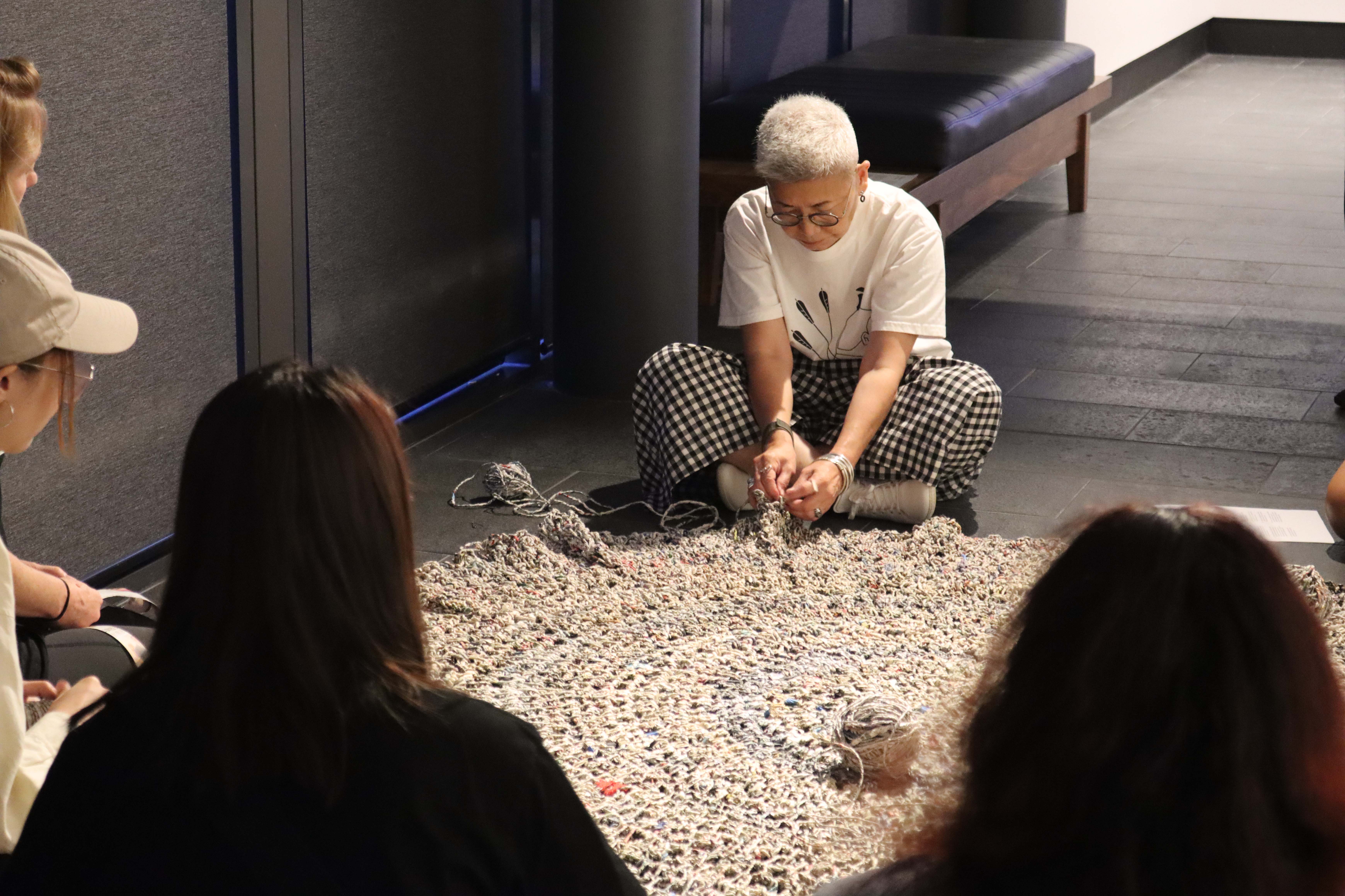 Pamela Showing How To Weave